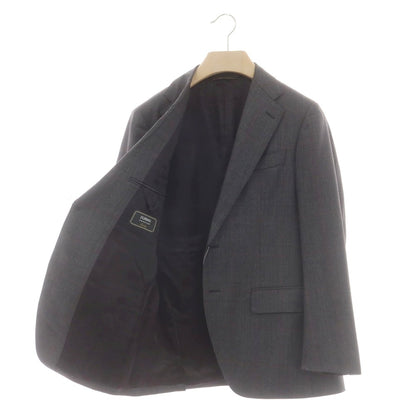 【中古】ダーバン D’URBAN ウール チェック 2つボタンスーツ ダークグレーxレッド【 AB4 】【 状態ランクC 】【 メンズ 】[CPD]