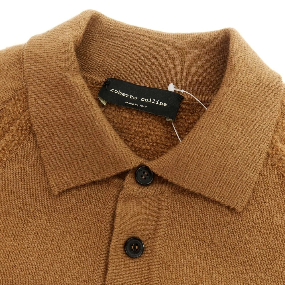 【中古】ロベルトコリーナ ROBERTO COLLINA ウールナイロン 長袖 ポロニット ブラウン【 表記なし（M位） 】【 状態ランクB 】【 メンズ 】