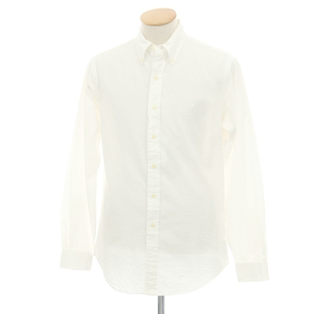 【中古】ラルフローレン RALPH LAUREN コットン シアサッカー ストライプ ボタンダウン カジュアルシャツ ホワイト【 S 】【 状態ランクB 】【 メンズ 】