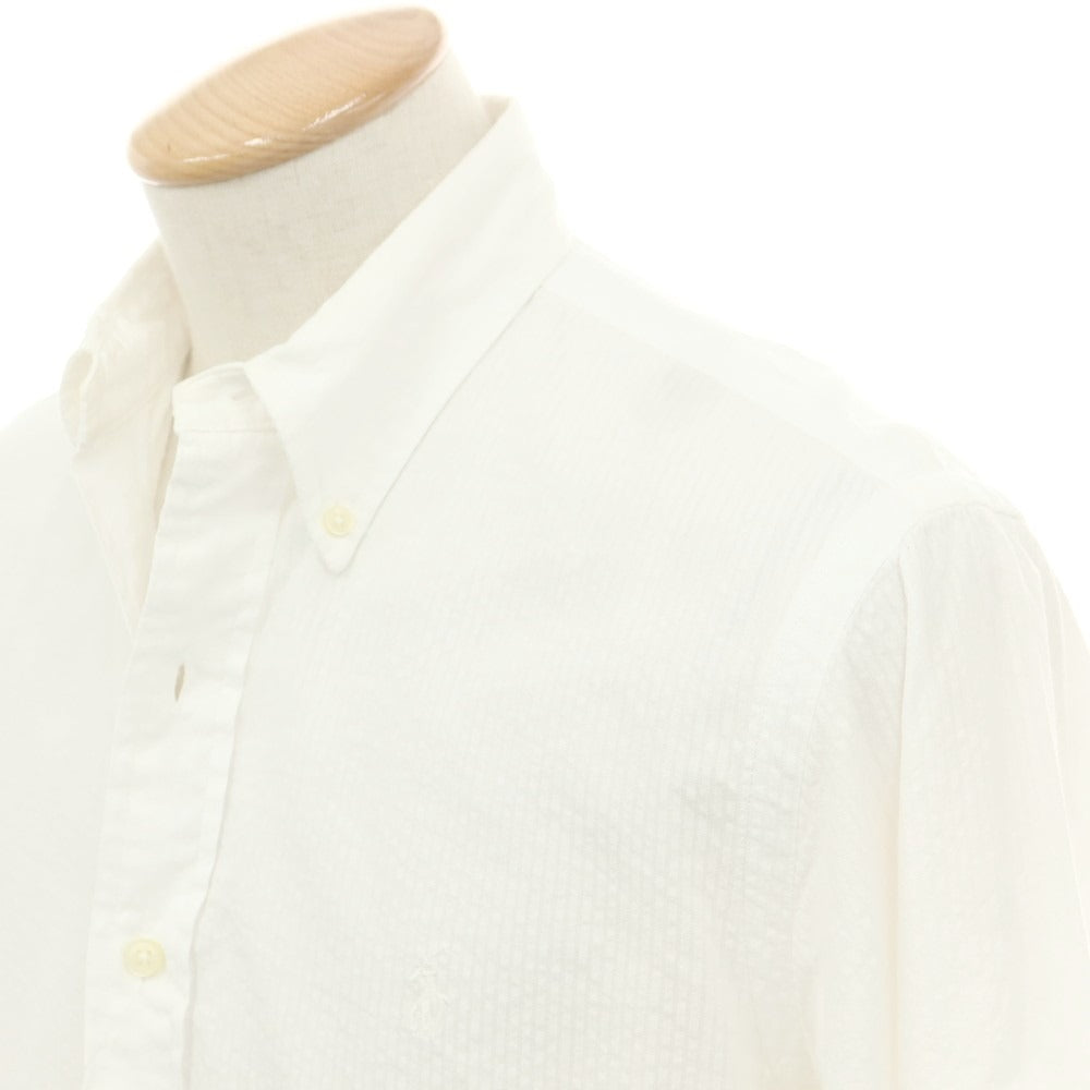 【中古】ラルフローレン RALPH LAUREN コットン シアサッカー ストライプ ボタンダウン カジュアルシャツ ホワイト【 S 】【 状態ランクB 】【 メンズ 】