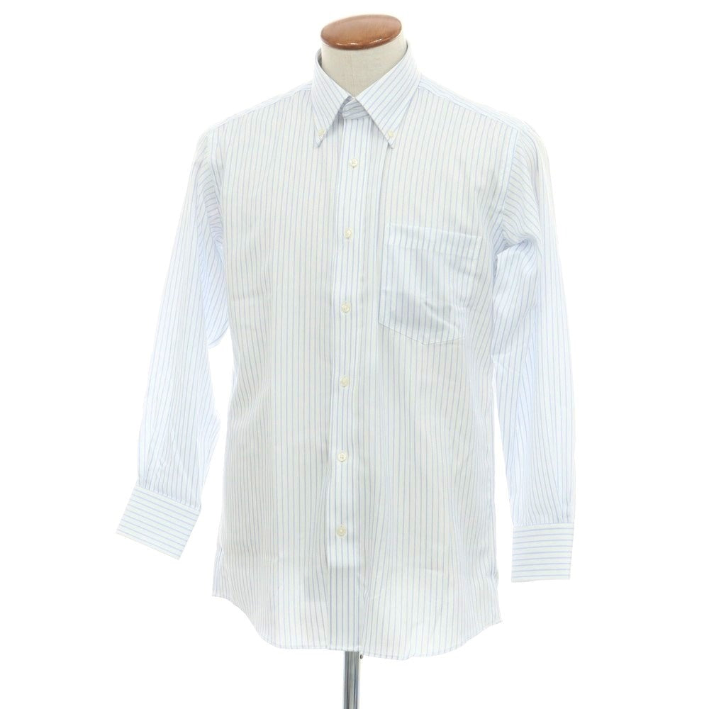 【中古】【未使用】チョーヤ CHOYA コットン ストライプ ボタンダウン ドレスシャツ ホワイトxブルー【 39-78 】【 状態ランクS 】【 メンズ 】