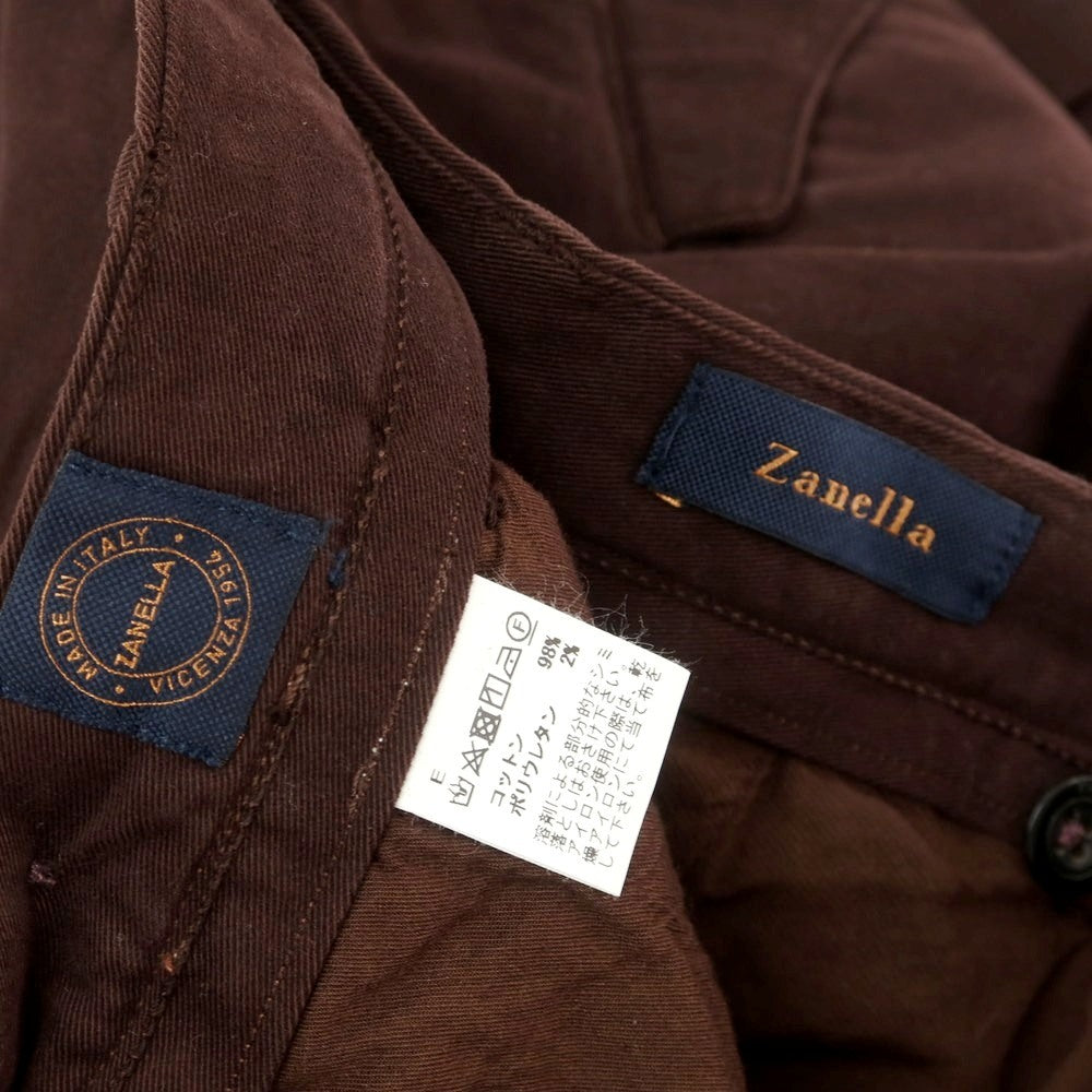 【中古】ザネッラ Zanella ストレッチ コットン カジュアルスラックスパンツ ブラウン【 48 】【 状態ランクB 】【 メンズ 】