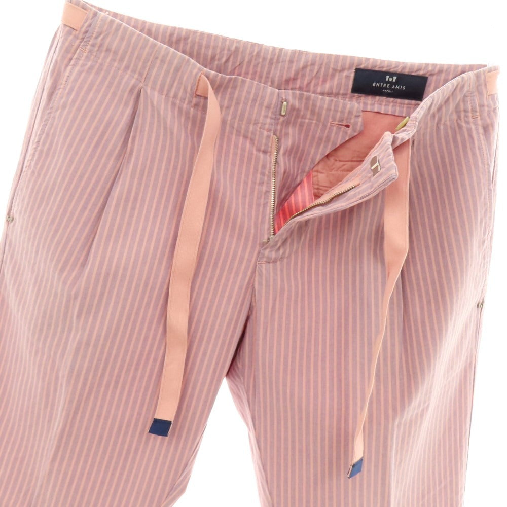 【中古】アントレアミ ENTRE AMIS ストレッチ コットン ストライプ イージースラックスパンツ ピンクxブルー【 32 】【 状態ランクB 】【 メンズ 】