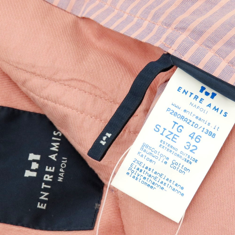 【中古】アントレアミ ENTRE AMIS ストレッチ コットン ストライプ イージースラックスパンツ ピンクxブルー【 32 】【 状態ランクB 】【 メンズ 】
