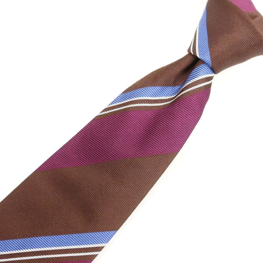 【美品】LUIGI BORRELLI グレイッシュピンク　ストライプ　ネクタイ LUIGI BORRELLI / ストライプ ネクタイ LUIGI BORRELLI - 【美品