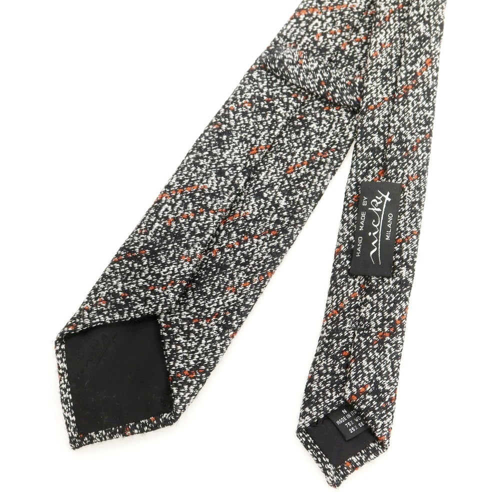 【中古】ニッキー nicky ウールシルク ストライプ柄ネクタイ ブラックxホワイト【 状態ランクB 】【 メンズ 】 [CPD]