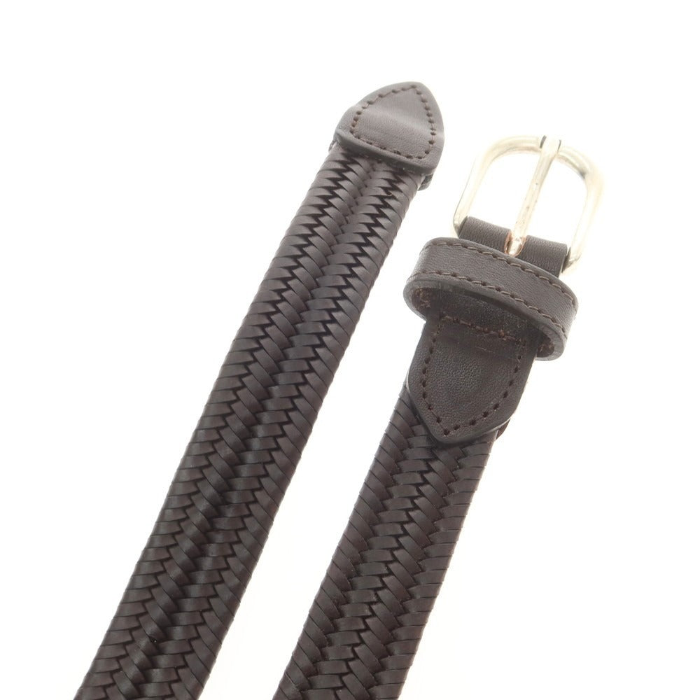 【中古】サドラーズ Saddlers エラスティック レザーメッシュ ベルト ダークブラウン【 85 】【 状態ランクA 】【 メンズ 】