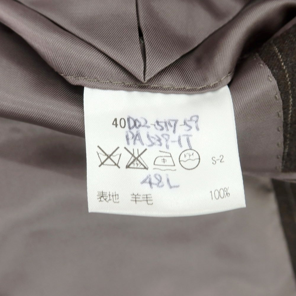 【中古】ポールスチュアート PAUL STUART ウール ストライプ 2つボタンスーツ ブラウンxホワイト【 サイズ上48L/下88 】【 状態ランクC 】【 メンズ 】 [CPD]