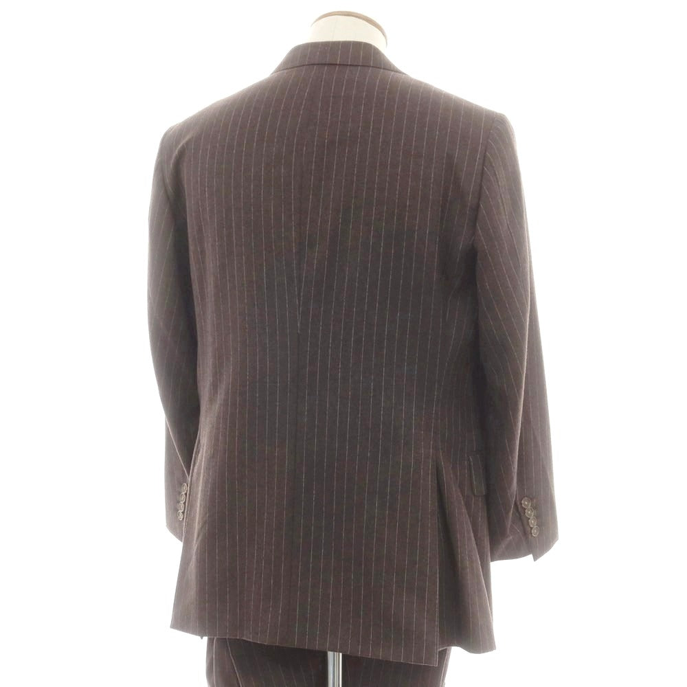【中古】ポールスチュアート PAUL STUART ウール ストライプ 2つボタンスーツ ブラウンxホワイト【 サイズ上48L/下88 】【 状態ランクC 】【 メンズ 】 [CPD]