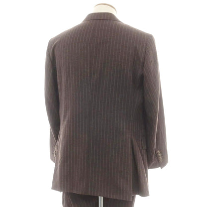 【中古】ポールスチュアート PAUL STUART ウール ストライプ 2つボタンスーツ ブラウンxホワイト【 上48L/下88 】【 状態ランクC 】【 メンズ 】