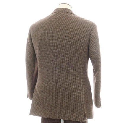 【中古】ビームスエフ BEAMS F ウール ハウンドトゥース 3つボタンスーツ ベージュxブラウン【 50 】【 状態ランクB 】【 メンズ 】