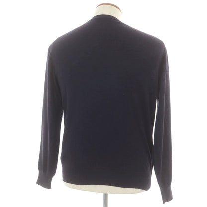 【中古】エルメネジルドゼニア Ermenegildo Zegna ハイゲージ キャメルシルク クルーネック プルオーバーニット ネイビー【 S/48 】【 状態ランクC 】【 メンズ 】