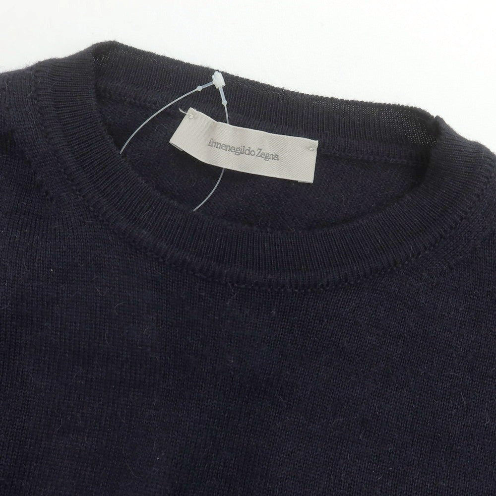 【中古】エルメネジルドゼニア Ermenegildo Zegna ハイゲージ キャメルシルク クルーネック プルオーバーニット ネイビー【 S/48 】【 状態ランクC 】【 メンズ 】