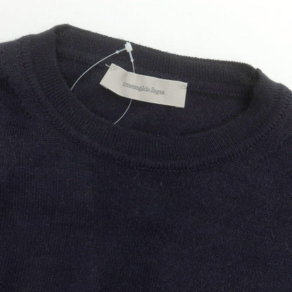 【中古】エルメネジルドゼニア Ermenegildo Zegna ハイゲージ キャメルシルク クルーネック プルオーバーニット ネイビー【 S/48 】【 状態ランクC 】【 メンズ 】