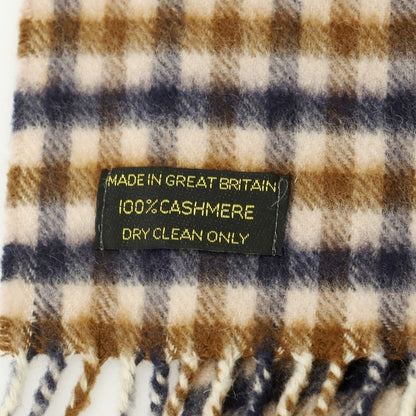 【中古】アクアスキュータム Aquascutum カシミヤ チェック マフラー ベージュxブラウン【 状態ランクB 】【 メンズ 】