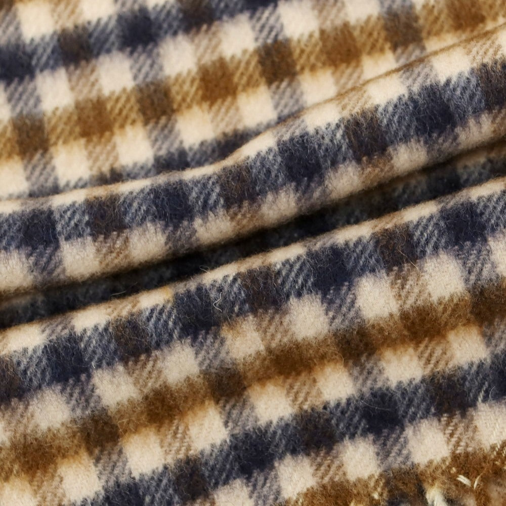 【中古】アクアスキュータム Aquascutum カシミヤ チェック マフラー ベージュxブラウン【 状態ランクB 】【 メンズ 】