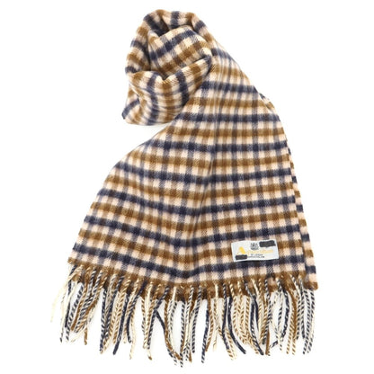 【中古】アクアスキュータム Aquascutum カシミヤ チェック マフラー ベージュxブラウン【 状態ランクB 】【 メンズ 】