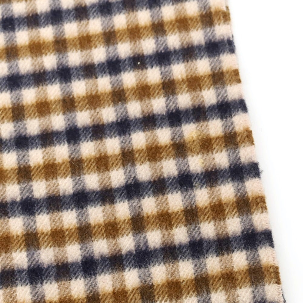 【中古】アクアスキュータム Aquascutum カシミヤ チェック マフラー ベージュxブラウン【 状態ランクB 】【 メンズ 】