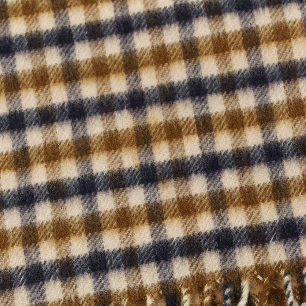 【中古】アクアスキュータム Aquascutum カシミヤ チェック マフラー ベージュxブラウン【 状態ランクB 】【 メンズ 】