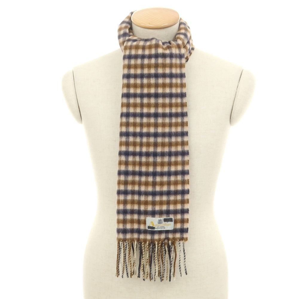 【中古】アクアスキュータム Aquascutum カシミヤ チェック マフラー ベージュxブラウン【 状態ランクB 】【 メンズ 】