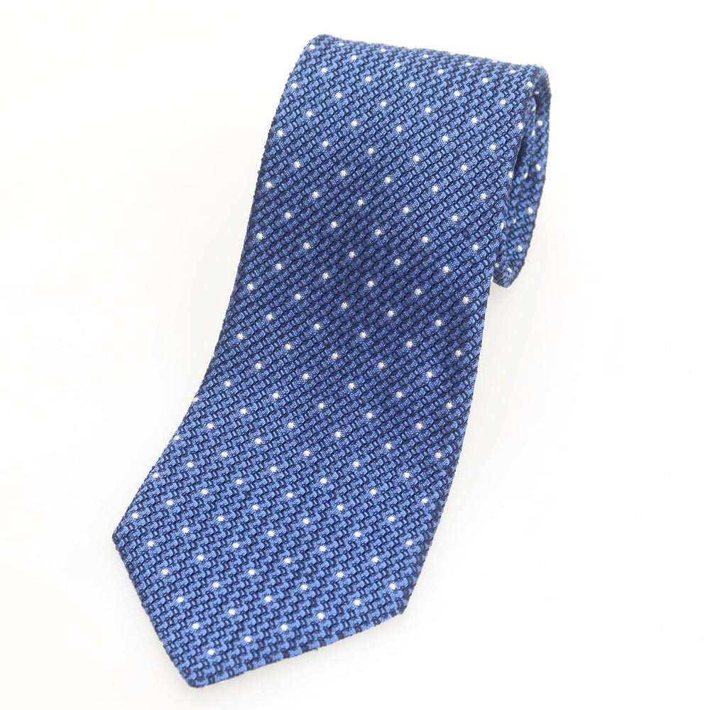 【美品】ビームスエフ　ネクタイ　ストライプ　濃いブルー BEAMS F（ビームスF）シルク ストライプ ネクタイ（スーツ・ネクタイ