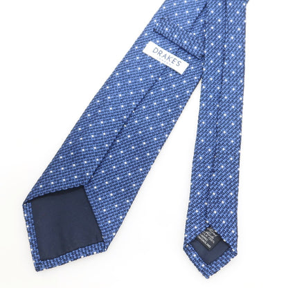【中古】ドレイクス DRAKES シルク ドット柄ネクタイ ブルーxホワイト【 状態ランクA 】【 メンズ 】