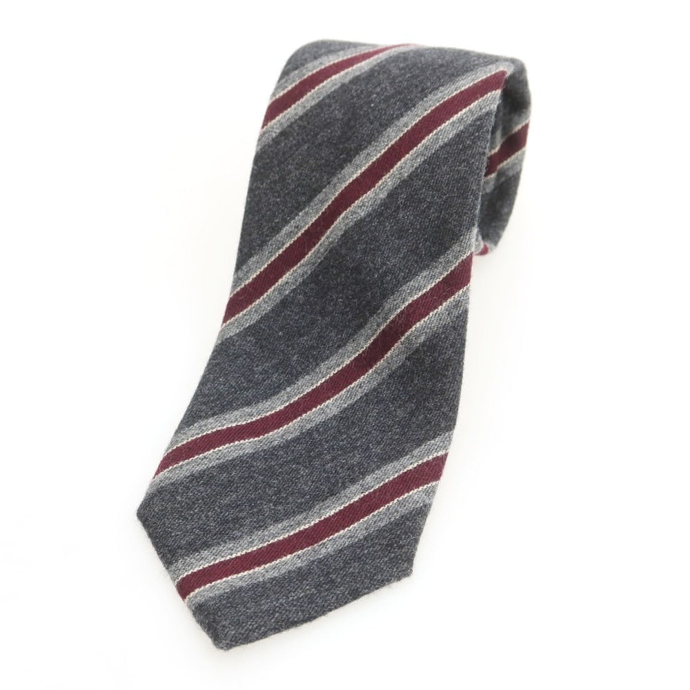 【中古】ニッキー nicky UNITED ARROWS別注 カシミヤウールシルク ストライプ柄ネクタイ ダークグレーxワインレッド【 状態ランクB 】【 メンズ 】