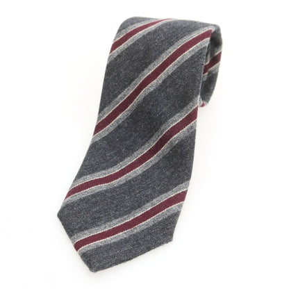 【中古】ニッキー nicky UNITED ARROWS別注 カシミヤウールシルク ストライプ柄ネクタイ ダークグレーxワインレッド【 状態ランクB 】【 メンズ 】