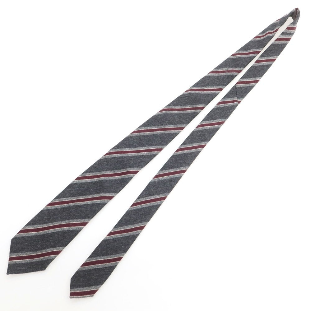 【中古】ニッキー nicky UNITED ARROWS別注 カシミヤウールシルク ストライプ柄ネクタイ ダークグレーxワインレッド【 状態ランクB 】【 メンズ 】