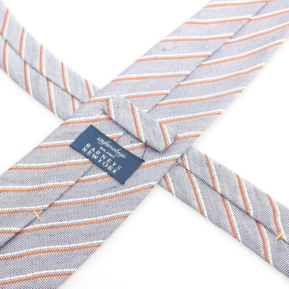 【中古】ステファノ ビジ stefano bigi バーニーズニューヨーク別注 リネンシルク ストライプ柄ネクタイ ダークグレーxオレンジ【 状態ランクB 】【 メンズ 】