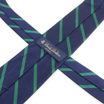 【中古】ブルックスブラザーズ Brooks Brothers シルク ストライプ柄ネクタイ ネイビーxグリーン【 状態ランクA 】【 メンズ 】