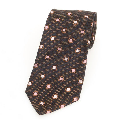【中古】エルメネジルドゼニア Ermenegildo Zegna シルク 小紋柄ネクタイ ブラックxブラウン×ピンク【 状態ランクB 】【 メンズ 】