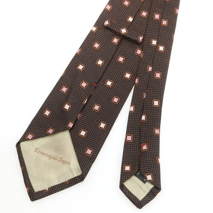 【中古】エルメネジルドゼニア Ermenegildo Zegna シルク 小紋柄ネクタイ ブラックxブラウン×ピンク【 状態ランクB 】【 メンズ 】