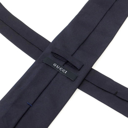 【中古】グッチ GUCCI シルク 無地ネクタイ ダークネイビー【 状態ランクB 】【 メンズ 】