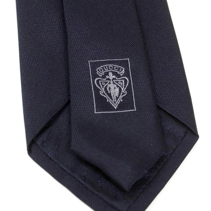 【中古】グッチ GUCCI シルク 無地ネクタイ ダークネイビー【 状態ランクB 】【 メンズ 】