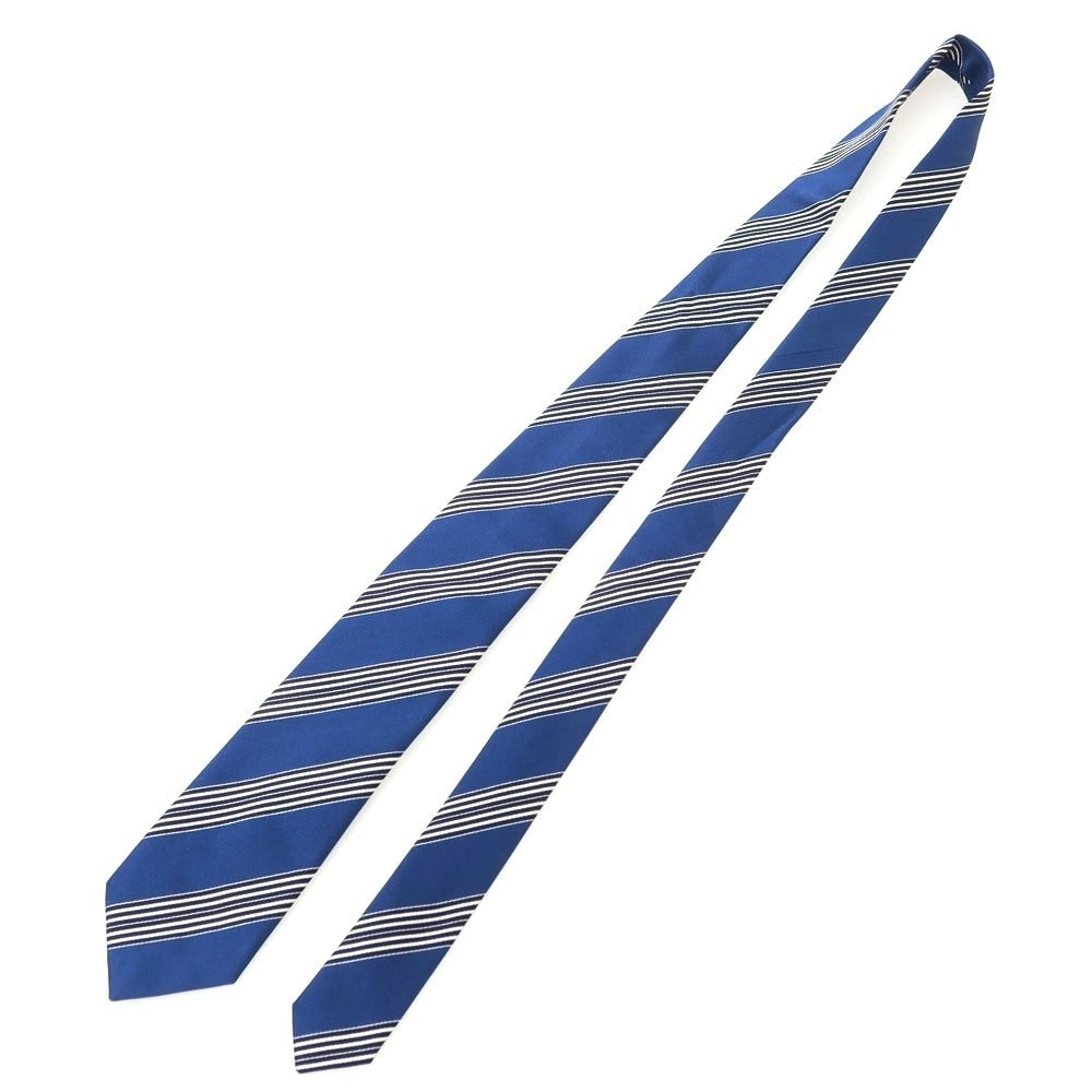 【中古】ビームスエフ BEAMS F シルク ストライプ柄ネクタイ ブルーxホワイト【 状態ランクB 】【 メンズ 】