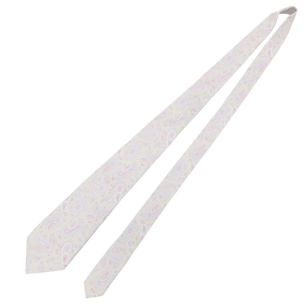 【中古】アクアスキュータム Aquascutum シルク プリント ペイズリー柄ネクタイ ライトグレーxライトパープル【 状態ランクB 】【 メンズ 】