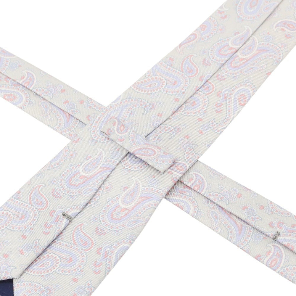 【中古】アクアスキュータム Aquascutum シルク プリント ペイズリー柄ネクタイ ライトグレーxライトパープル【 状態ランクB 】【 メンズ 】