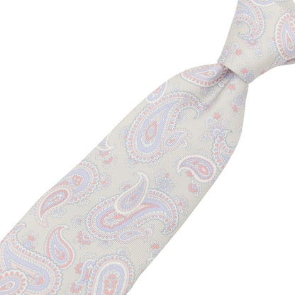 【中古】アクアスキュータム Aquascutum シルク プリント ペイズリー柄ネクタイ ライトグレーxライトパープル【 状態ランクB 】【 メンズ 】[APD]