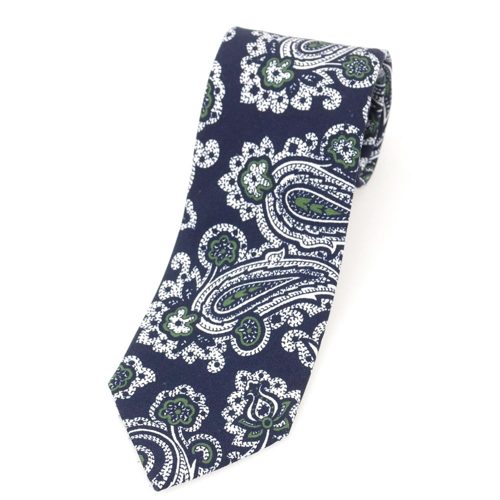 【中古】ホリデイ アンド ブラウン HOLLIDAY &amp; BROWN BEAMS F別注 シルク プリント ペイズリー柄ネクタイ ネイビーxホワイト【 状態ランクB 】【 メンズ 】