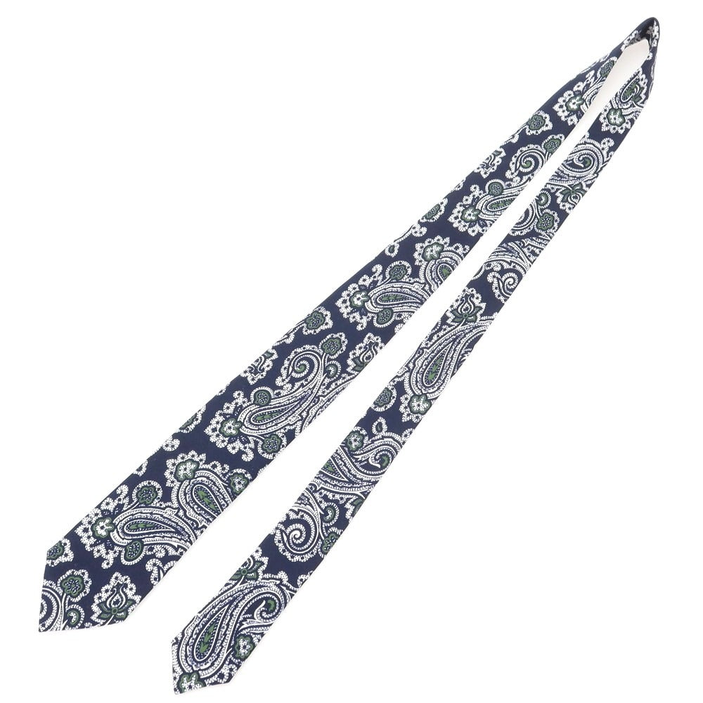 【中古】ホリデイ アンド ブラウン HOLLIDAY &amp; BROWN BEAMS F別注 シルク プリント ペイズリー柄ネクタイ ネイビーxホワイト【 状態ランクB 】【 メンズ 】