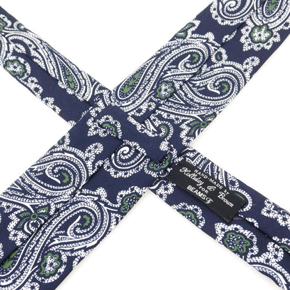 【中古】ホリデイ アンド ブラウン HOLLIDAY &amp; BROWN BEAMS F別注 シルク プリント ペイズリー柄ネクタイ ネイビーxホワイト【 状態ランクB 】【 メンズ 】