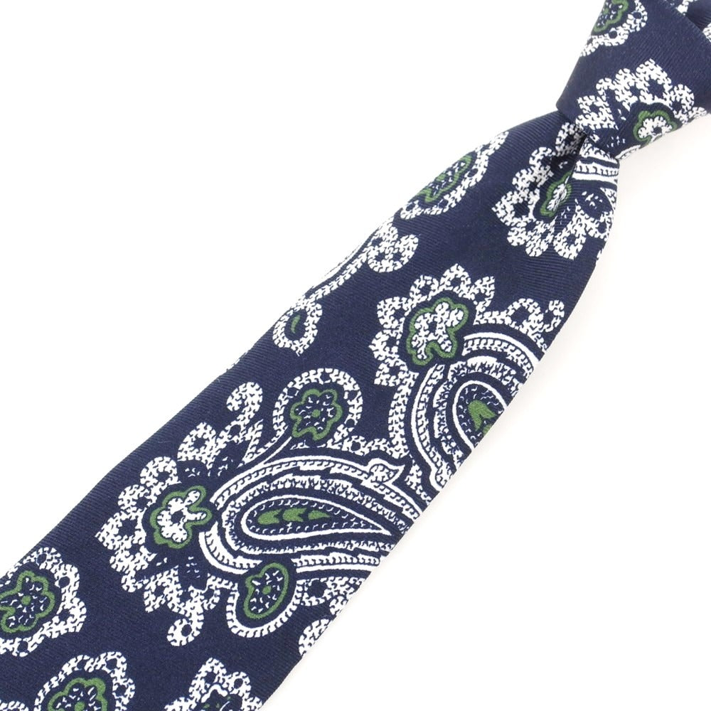 【中古】ホリデイ アンド ブラウン HOLLIDAY &amp; BROWN BEAMS F別注 シルク プリント ペイズリー柄ネクタイ ネイビーxホワイト【 状態ランクB 】【 メンズ 】