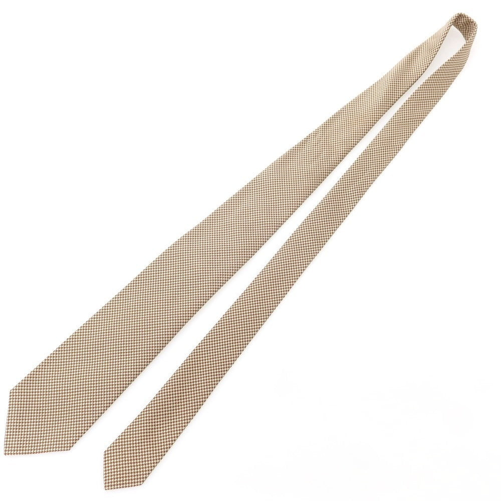 【中古】ルイジ ボレッリ Luigi Borrelli クワトロピエゲ シルク チェック柄ネクタイ ベージュxブラウン【 状態ランクB 】【 メンズ 】