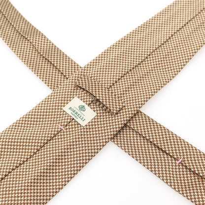 【中古】ルイジ ボレッリ Luigi Borrelli クワトロピエゲ シルク チェック柄ネクタイ ベージュxブラウン【 状態ランクB 】【 メンズ 】