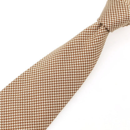 【中古】ルイジ ボレッリ Luigi Borrelli クワトロピエゲ シルク チェック柄ネクタイ ベージュxブラウン【 状態ランクB 】【 メンズ 】