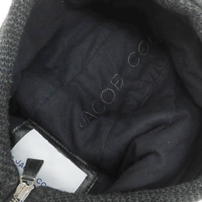 【中古】ヤコブコーエン JACOB COHEN シープスキンレザー×ニット フーデッドブルゾン ブラック【 46 】【 状態ランクB 】【 メンズ 】