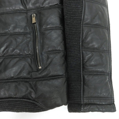 【中古】ヤコブコーエン JACOB COHEN シープスキンレザー×ニット フーデッドブルゾン ブラック【 46 】【 状態ランクB 】【 メンズ 】