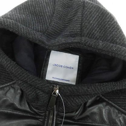 【中古】ヤコブコーエン JACOB COHEN シープスキンレザー×ニット フーデッドブルゾン ブラック【 46 】【 状態ランクB 】【 メンズ 】