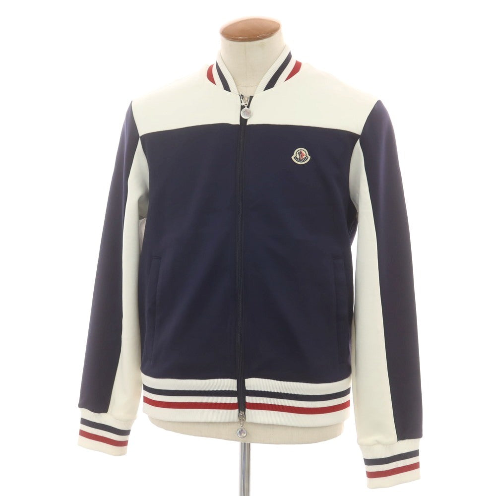 【中古】モンクレール MONCLER ナイロンコットン ダブルジップ ジャージ ネイビーxホワイト【 M 】【 状態ランクC 】【 メンズ 】